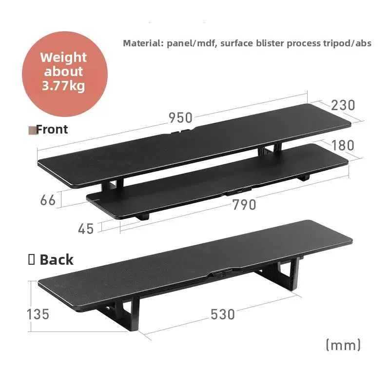 DeskRise Pro | Double-Layer Wooden Monitor Stand Riser with Storage Shelf – Computer Desk Organiser for PC, Laptop & Office Accessories VoltNest - VoltNest
