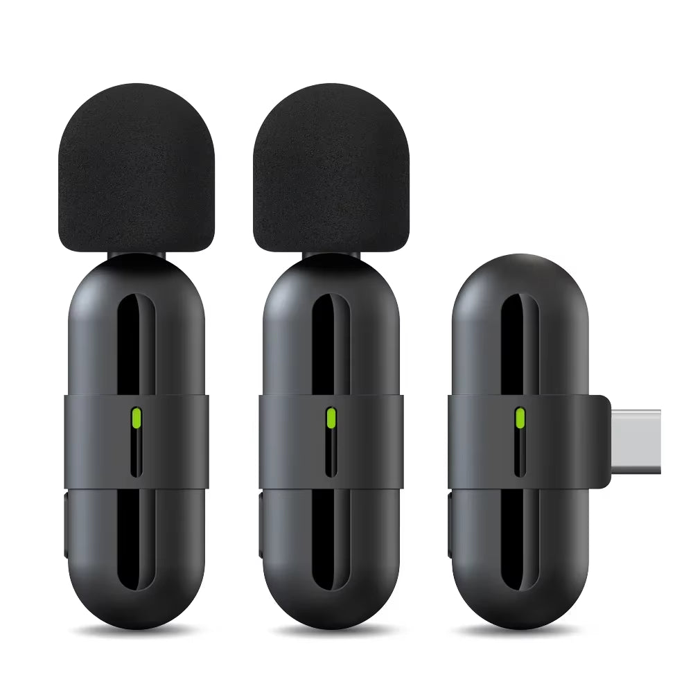 Mini Wireless Lavalier Microphone Noise Cancelling for Iphone Android Cameras - Portable Wireless Mic for Live Interviews