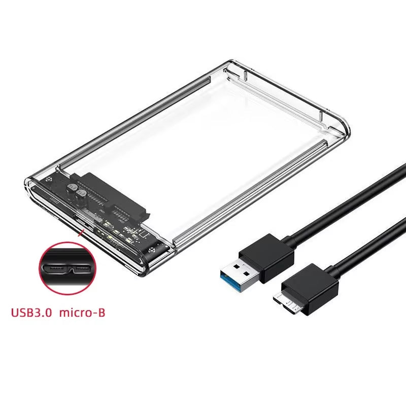 USB 3.0/Type C HDD Enclosure 2.5 Inch SATA SSD External Hard Drive Case with 5Gbps Transfer Speed Clear Harddisk Boxs Tool-Free