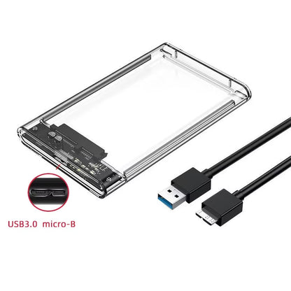 USB 3.0/Type C HDD Enclosure 2.5 Inch SATA SSD External Hard Drive Case with 5Gbps Transfer Speed Clear Harddisk Boxs Tool-Free