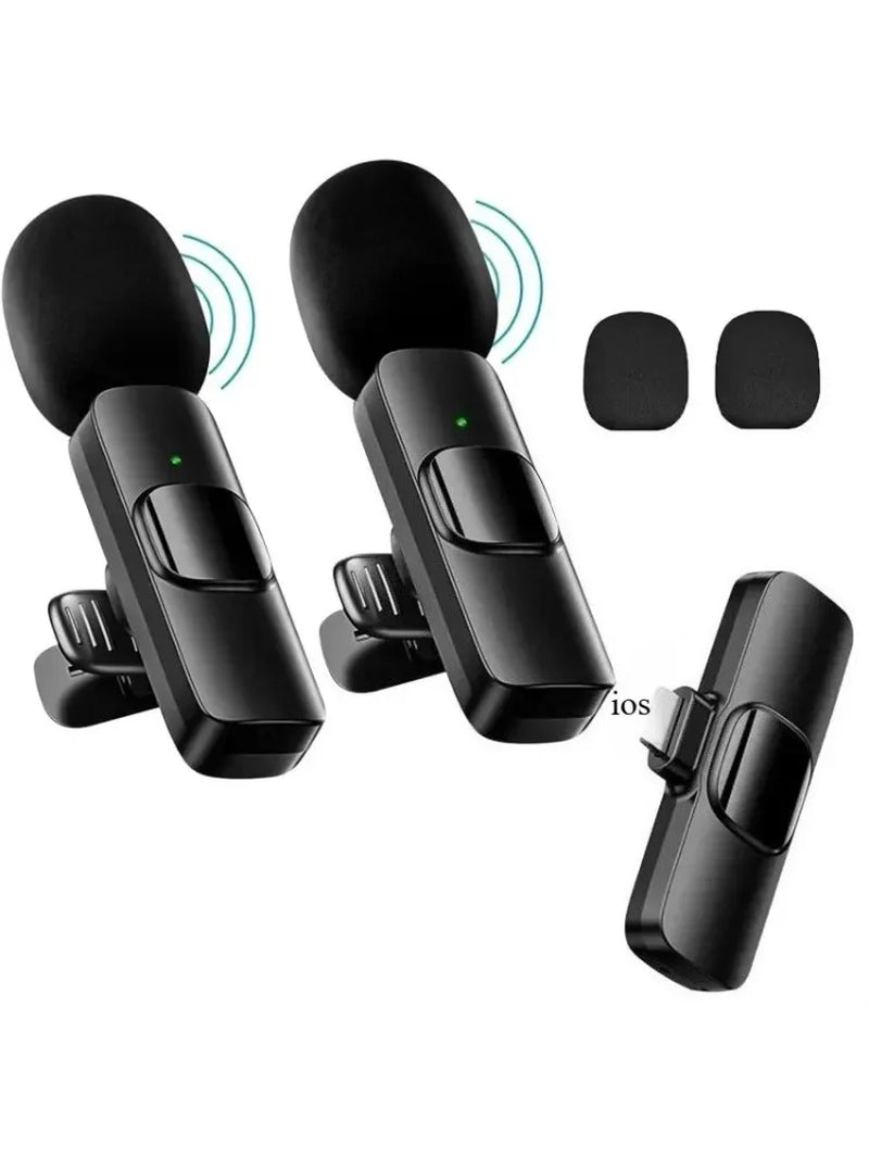 Mini Wireless Lavalier Microphone Noise Cancelling for Iphone Android Cameras - Portable Wireless Mic for Live Interviews