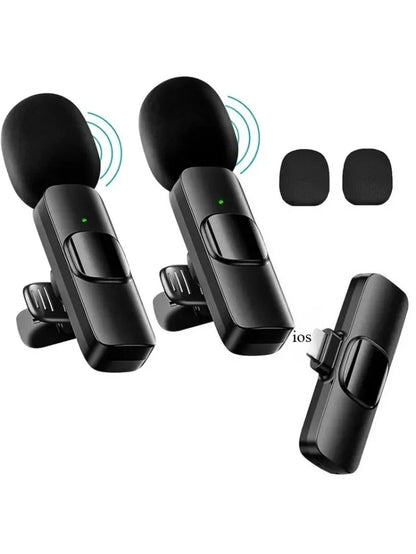 Mini Wireless Lavalier Microphone Noise Cancelling for Iphone Android Cameras - Portable Wireless Mic for Live Interviews
