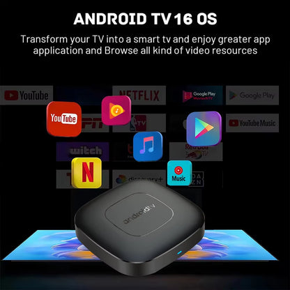 Android16 Smart Home Theater TV Box Allwinnerh313 Google Assistant Netflix Streaming Bluetooth Media Player 2G16G 2.4G5G Wifi T1