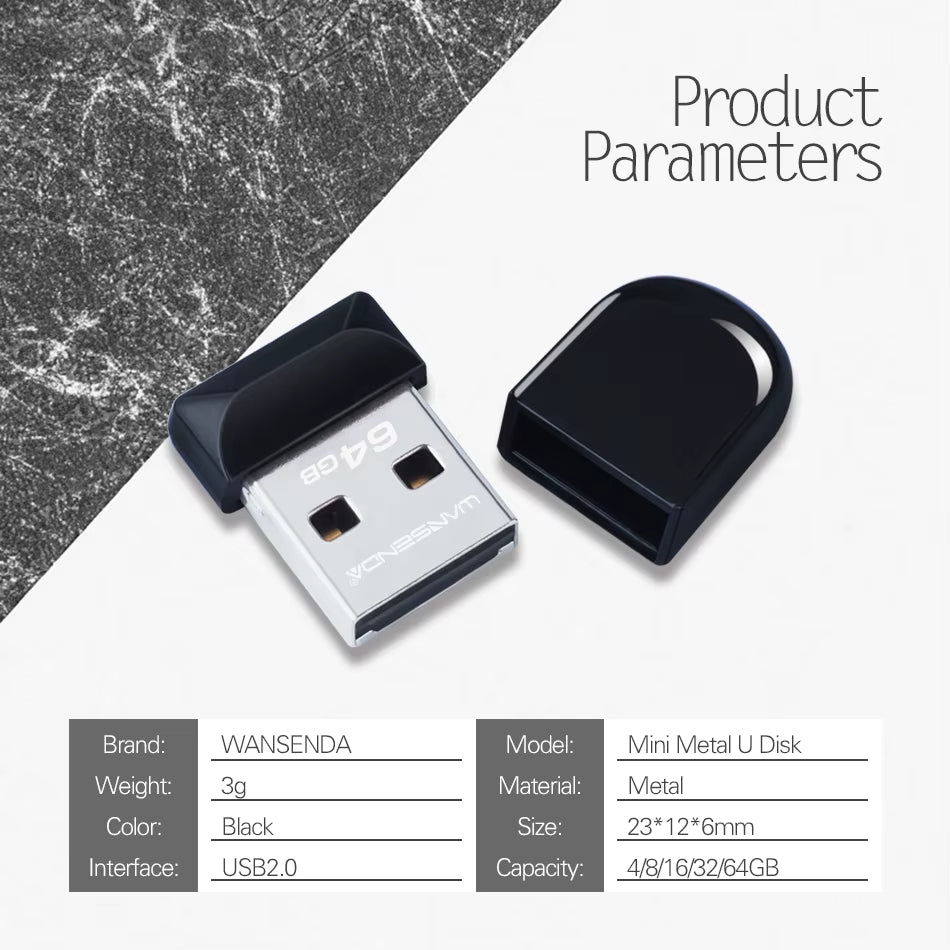 Super Mini USB Flash Drive Waterproof Pendrive 64GB 32GB 16GB 8GB 4GB Real Capacity USB 2.0 Memory Stick Thumbdrive