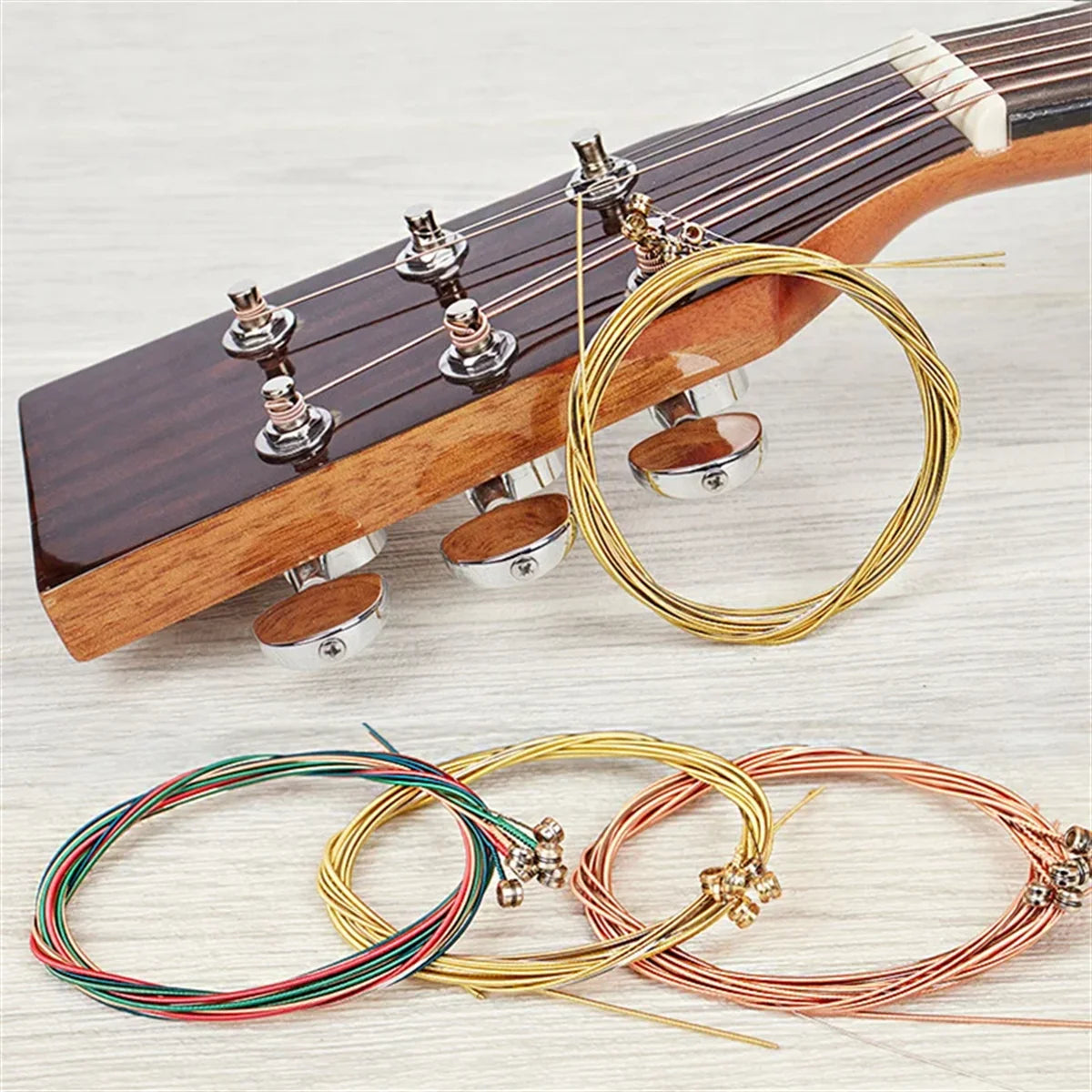Acoustic Guitar Strings (6-Piece Set) High Carbon Steel Core with Rust-Resistant Coating, Warm & Rich Tone