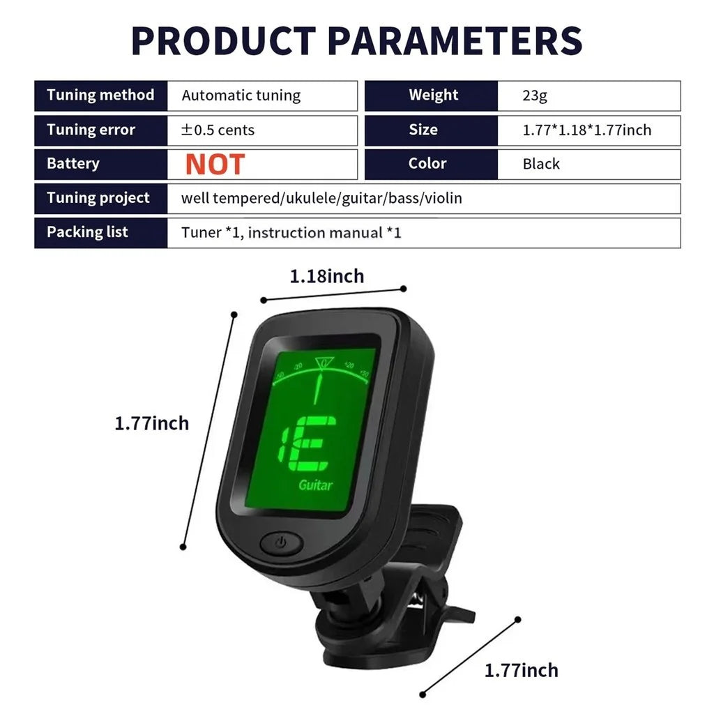 Guitar Tuner Clip on Electronic Tuner LED Display/For Bass Ukulele Violin Mandolin All Instruments