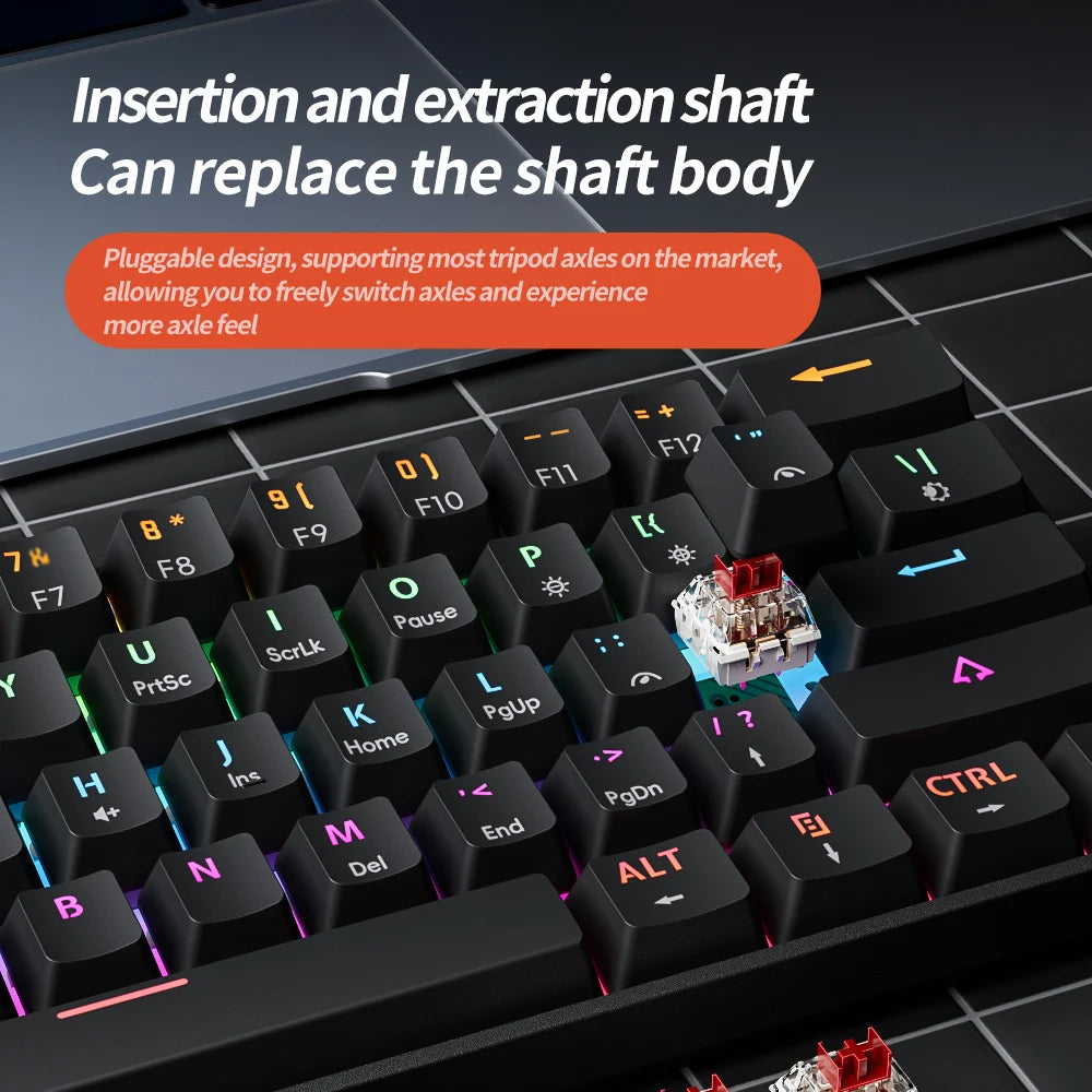 MK61 USB Gaming Esports Mechanical Keyboard 61 Key Red Axis Wired Detachable Cable RGB Backlight Hot Swap