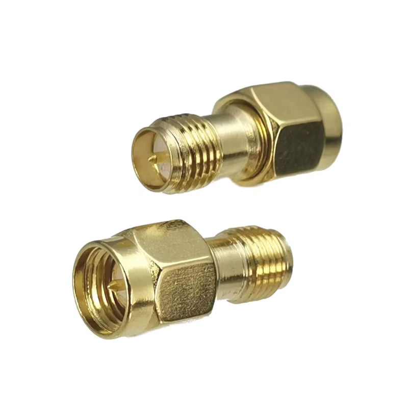 1Pcs Connector Adapter SMA RP-SMA to SMA RPSMA Male Plug & Female Jack Straight RF Coaxial Converter New Brass FJP-820