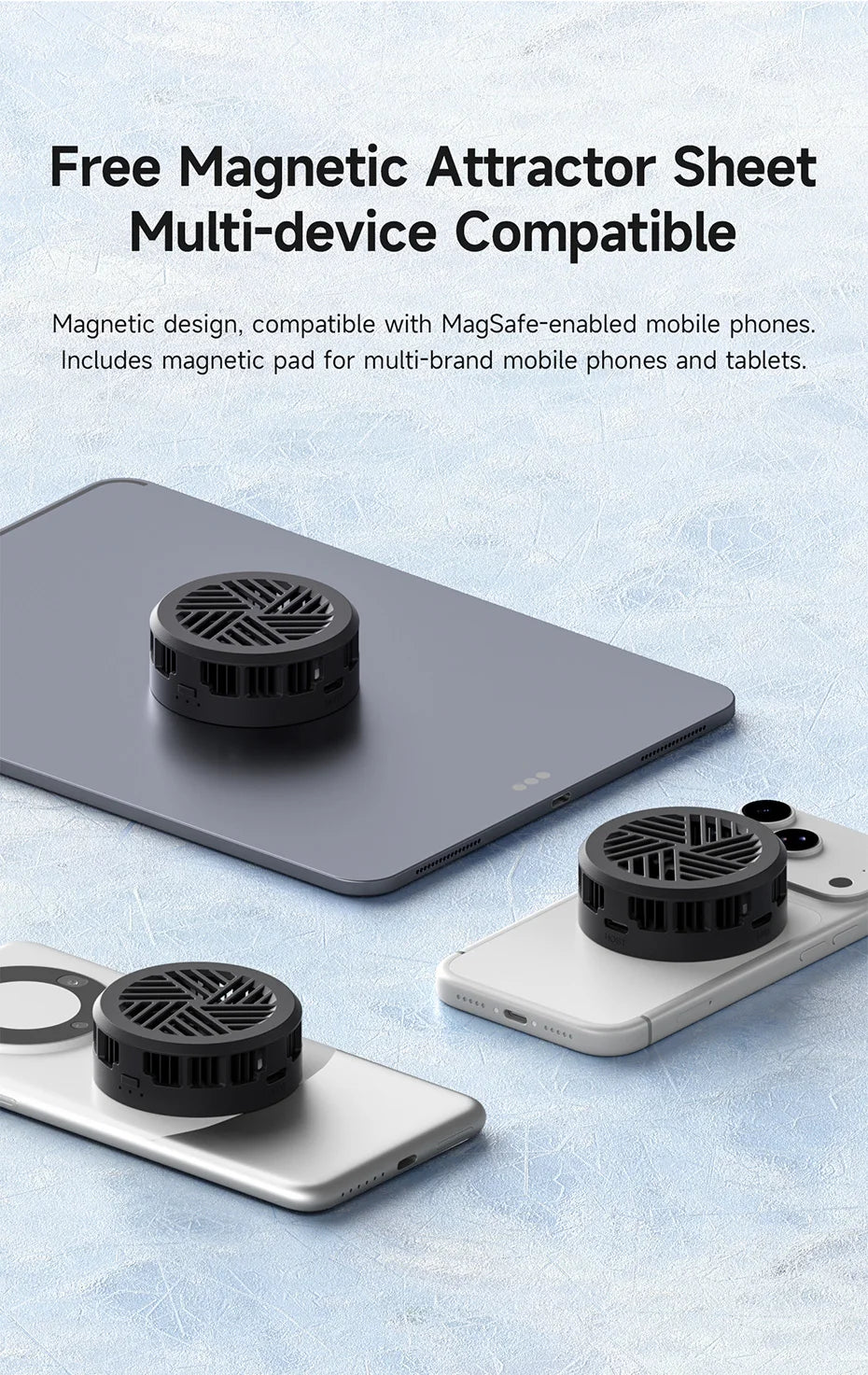 Hagibis Magnetic Cell Phone Cooler Double-sided Magnetic Semiconductor Cooling Fan Phone Radiator for Gaming Live Streaming Vlog