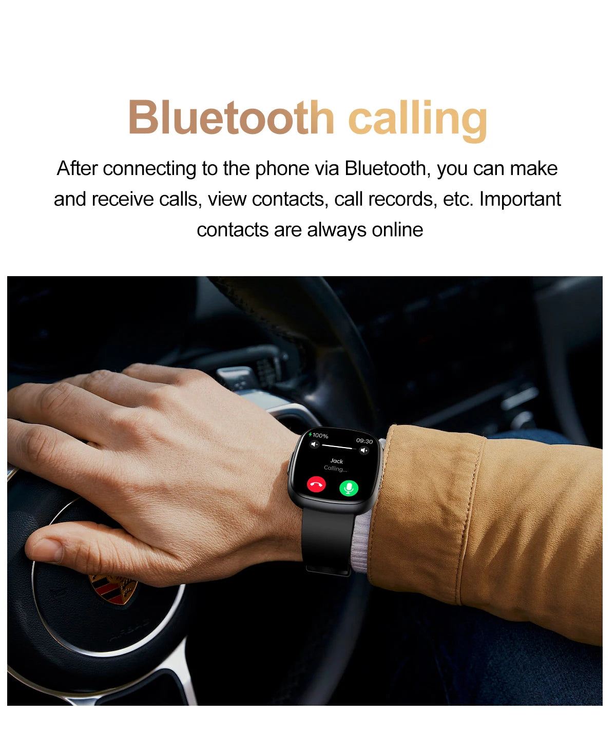 ET593 Bluetooth Calling Smart Watch 1.75" Full Touch Screen IP68 Fitness Tracker for Android iOS with SpO2 HR Sleep