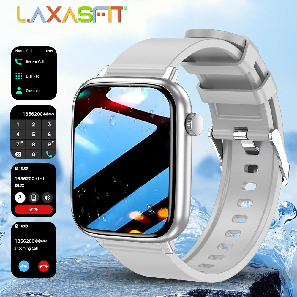 LAXASFIT 2026 New IP68 Waterproof Smart Watch Large Screen Bluetooth Call Heart Rate Blood Pressure Blood Oxygen Magnetic Charge