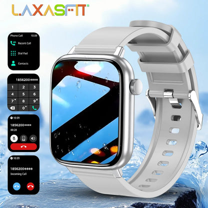 LAXASFIT 2026 New IP68 Waterproof Smart Watch Large Screen Bluetooth Call Heart Rate Blood Pressure Blood Oxygen Magnetic Charge