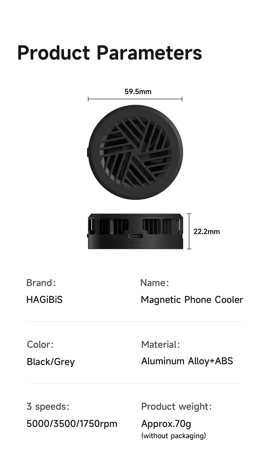 Hagibis Magnetic Cell Phone Cooler Double-sided Magnetic Semiconductor Cooling Fan Phone Radiator for Gaming Live Streaming Vlog