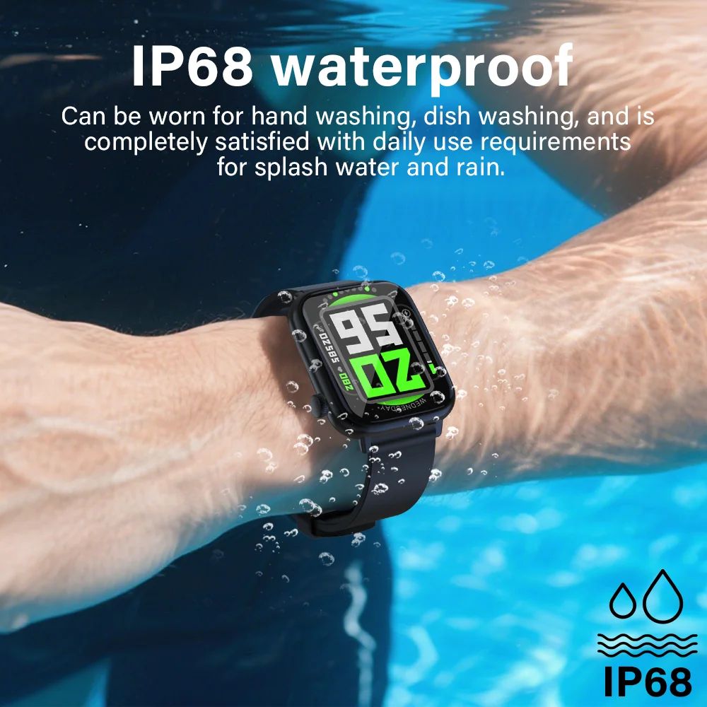 LAXASFIT 2026 New IP68 Waterproof Smart Watch Large Screen Bluetooth Call Heart Rate Blood Pressure Blood Oxygen Magnetic Charge