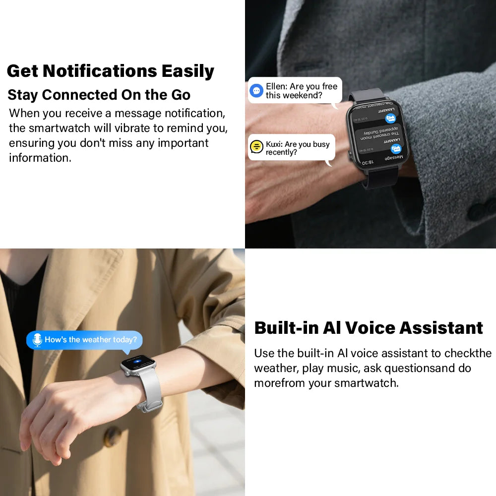 LAXASFIT 2026 New IP68 Waterproof Smart Watch Large Screen Bluetooth Call Heart Rate Blood Pressure Blood Oxygen Magnetic Charge