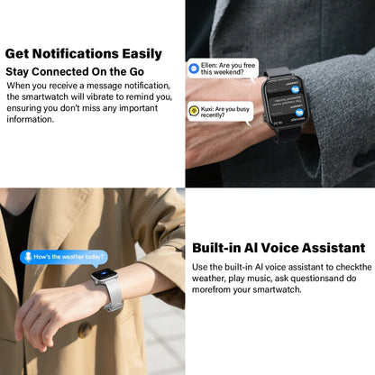 LAXASFIT 2026 New IP68 Waterproof Smart Watch Large Screen Bluetooth Call Heart Rate Blood Pressure Blood Oxygen Magnetic Charge