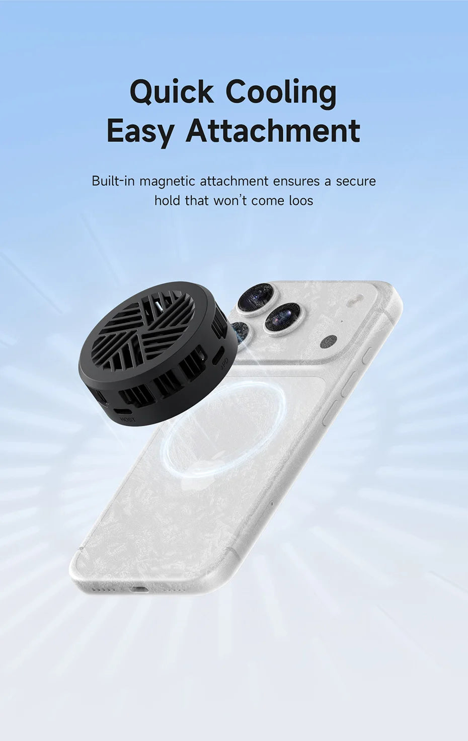 Hagibis Magnetic Cell Phone Cooler Double-sided Magnetic Semiconductor Cooling Fan Phone Radiator for Gaming Live Streaming Vlog