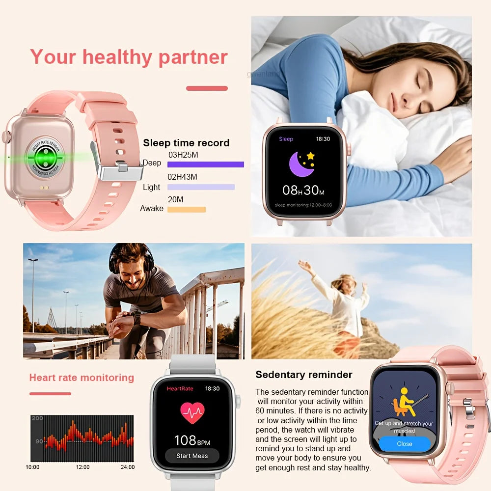 LAXASFIT 2026 New IP68 Waterproof Smart Watch Large Screen Bluetooth Call Heart Rate Blood Pressure Blood Oxygen Magnetic Charge