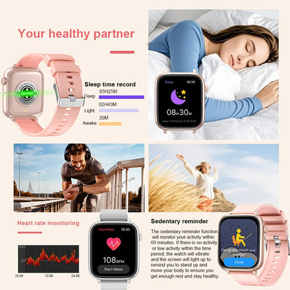 LAXASFIT 2026 New IP68 Waterproof Smart Watch Large Screen Bluetooth Call Heart Rate Blood Pressure Blood Oxygen Magnetic Charge