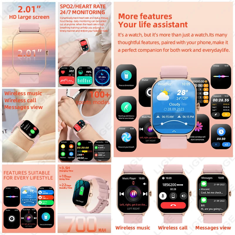 LIGE New Outdoor GPS Tracker Smartwatch Women Sports Women's Watches Heart Rate Sleep Waterproof Men Smart Watch For Android ios