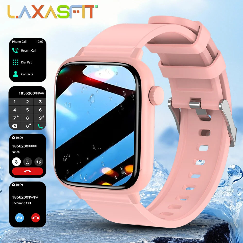 LAXASFIT 2026 New IP68 Waterproof Smart Watch Large Screen Bluetooth Call Heart Rate Blood Pressure Blood Oxygen Magnetic Charge