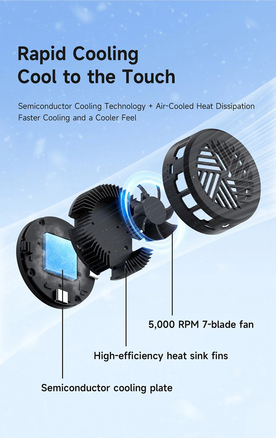 Hagibis Magnetic Cell Phone Cooler Double-sided Magnetic Semiconductor Cooling Fan Phone Radiator for Gaming Live Streaming Vlog