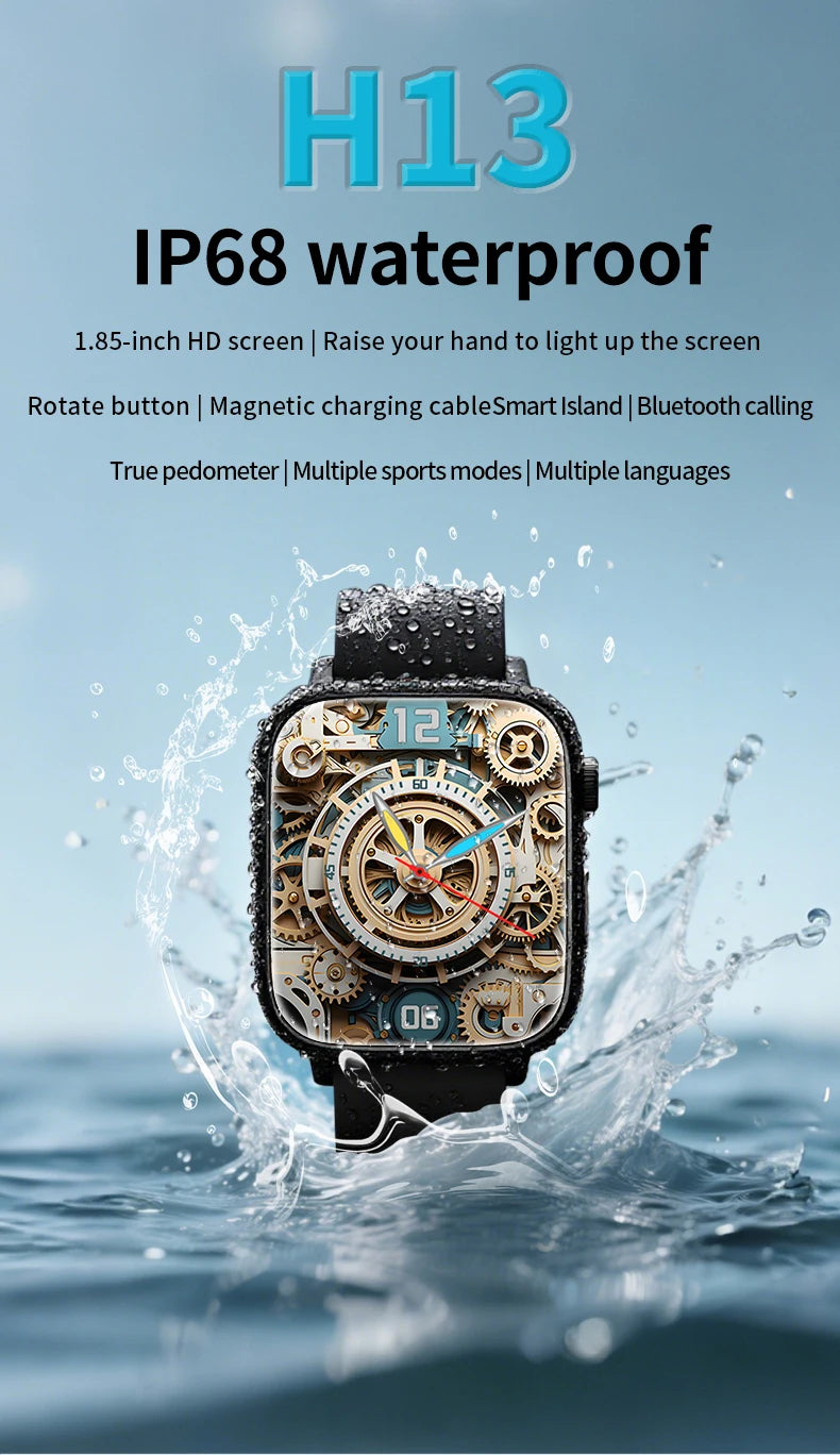 LAXASFIT 2026 New IP68 Waterproof Smart Watch Large Screen Bluetooth Call Heart Rate Blood Pressure Blood Oxygen Magnetic Charge
