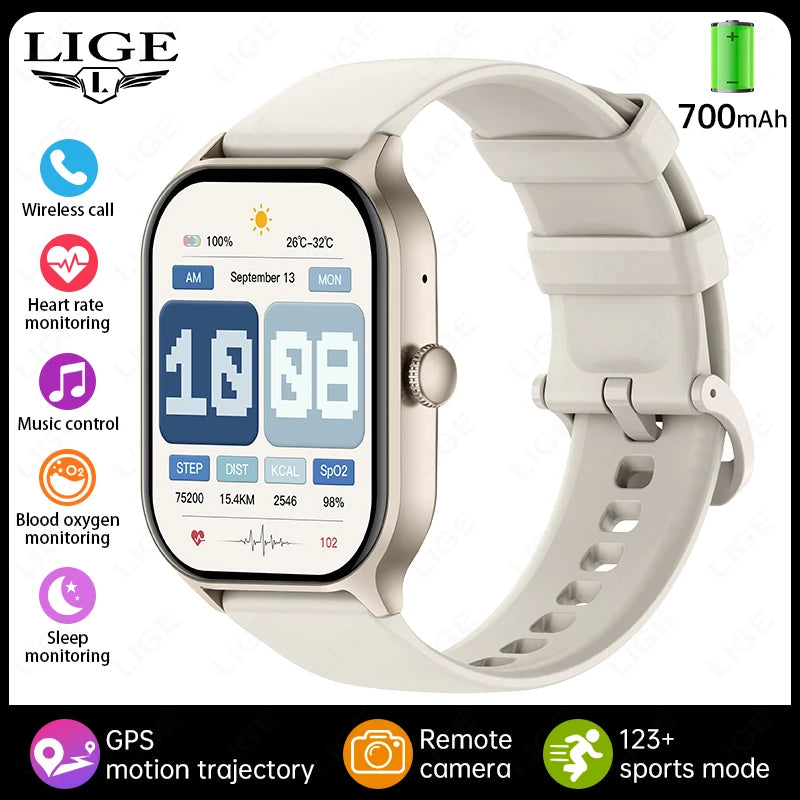 LIGE New Outdoor GPS Tracker Smartwatch Women Sports Women's Watches Heart Rate Sleep Waterproof Men Smart Watch For Android ios
