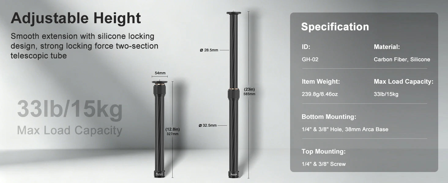Carbon Fiber Gimbal Extension Pole | DJI Ronin, Zhiyun, Feiyu Compatible | VoltNest
