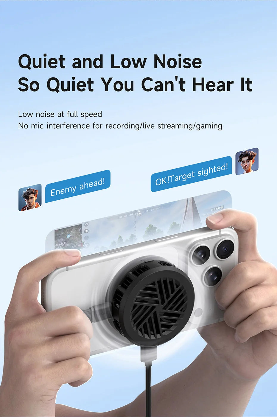 Hagibis Magnetic Cell Phone Cooler Double-sided Magnetic Semiconductor Cooling Fan Phone Radiator for Gaming Live Streaming Vlog
