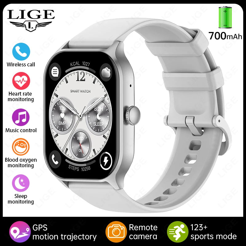 LIGE New Outdoor GPS Tracker Smartwatch Women Sports Women's Watches Heart Rate Sleep Waterproof Men Smart Watch For Android ios