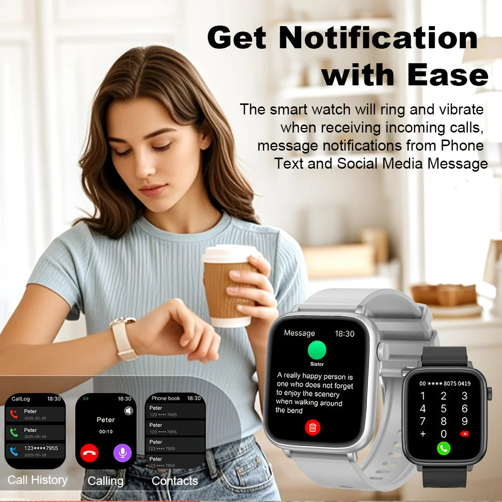 LAXASFIT 2026 New IP68 Waterproof Smart Watch Large Screen Bluetooth Call Heart Rate Blood Pressure Blood Oxygen Magnetic Charge