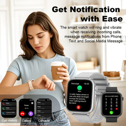 LAXASFIT 2026 New IP68 Waterproof Smart Watch Large Screen Bluetooth Call Heart Rate Blood Pressure Blood Oxygen Magnetic Charge