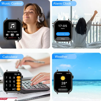 LAXASFIT 2026 New IP68 Waterproof Smart Watch Large Screen Bluetooth Call Heart Rate Blood Pressure Blood Oxygen Magnetic Charge