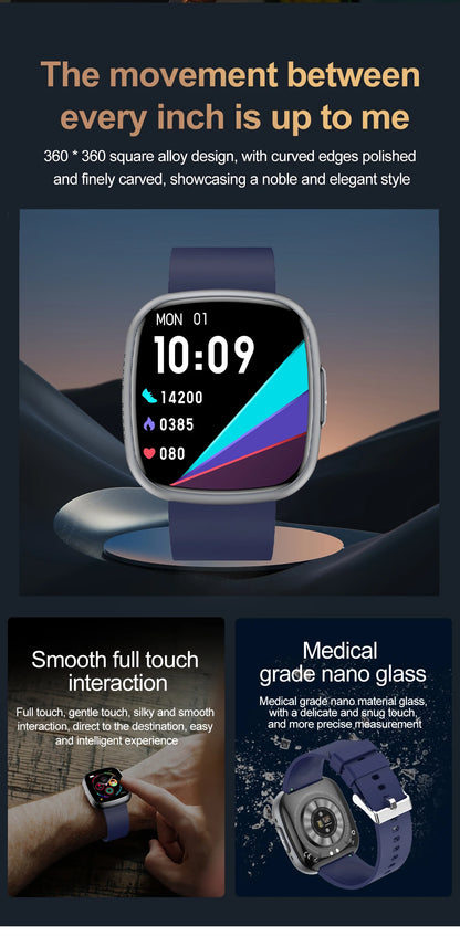 ET593 Bluetooth Calling Smart Watch 1.75" Full Touch Screen IP68 Fitness Tracker for Android iOS with SpO2 HR Sleep
