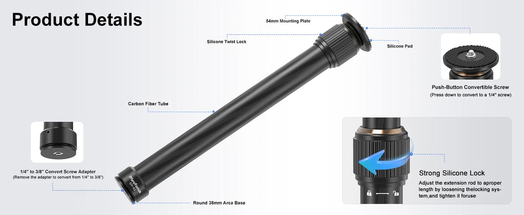 Carbon Fiber Gimbal Extension Pole | DJI Ronin, Zhiyun, Feiyu Compatible | VoltNest