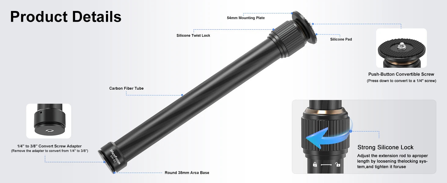Carbon Fiber Gimbal Extension Pole | DJI Ronin, Zhiyun, Feiyu Compatible | VoltNest