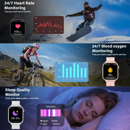 LAXASFIT 2026 New IP68 Waterproof Smart Watch Large Screen Bluetooth Call Heart Rate Blood Pressure Blood Oxygen Magnetic Charge