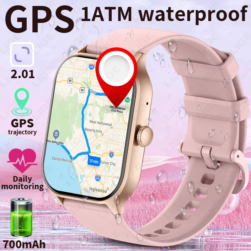 LIGE New Outdoor GPS Tracker Smartwatch Women Sports Women's Watches Heart Rate Sleep Waterproof Men Smart Watch For Android ios