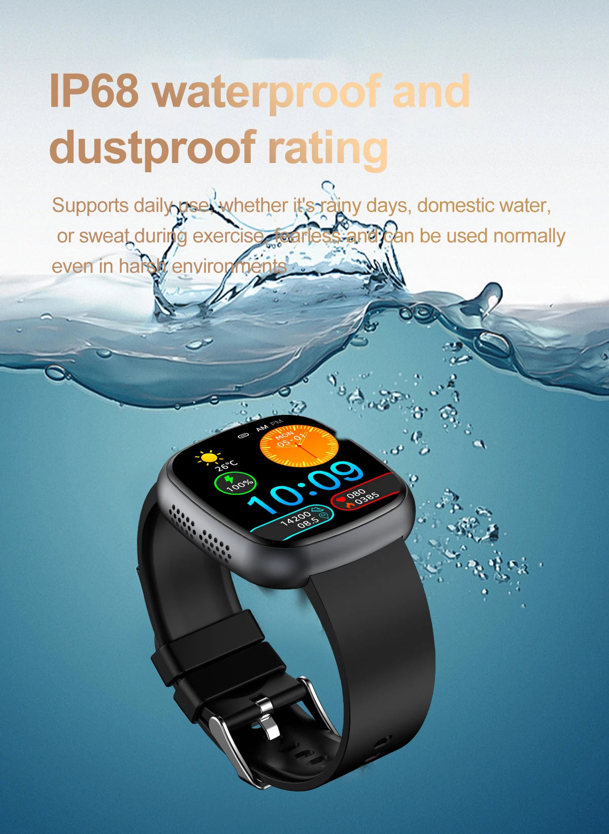 ET593 Bluetooth Calling Smart Watch 1.75" Full Touch Screen IP68 Fitness Tracker for Android iOS with SpO2 HR Sleep