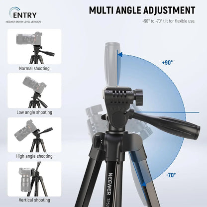 Aluminium Travel Tripod TP53 – Lightweight Portable Phone & Camera Stand with 360° Pan Head, Height Adjustable Legs & Phone Mount for Vlogging, Streaming & Photography | VoltNest - VoltNest