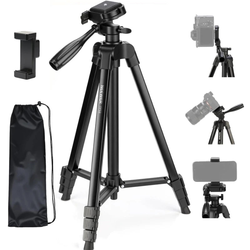 Aluminium Travel Tripod TP53 – Lightweight Portable Phone & Camera Stand with 360° Pan Head, Height Adjustable Legs & Phone Mount for Vlogging, Streaming & Photography | VoltNest - VoltNest