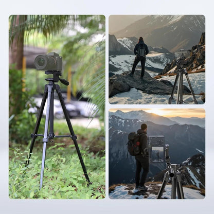 Aluminium Travel Tripod TP53 – Lightweight Portable Phone & Camera Stand with 360° Pan Head, Height Adjustable Legs & Phone Mount for Vlogging, Streaming & Photography | VoltNest - VoltNest