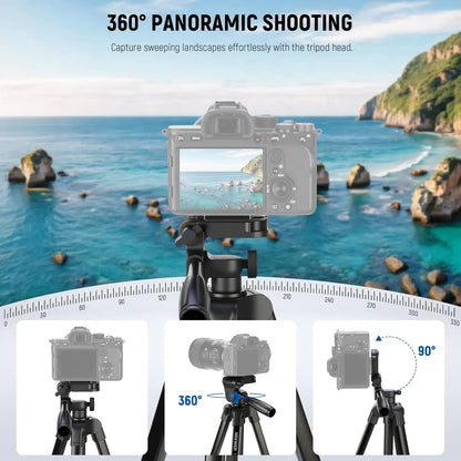 Aluminium Travel Tripod TP53 – Lightweight Portable Phone & Camera Stand with 360° Pan Head, Height Adjustable Legs & Phone Mount for Vlogging, Streaming & Photography | VoltNest - VoltNest