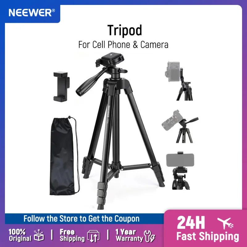 Aluminium Travel Tripod TP53 – Lightweight Portable Phone & Camera Stand with 360° Pan Head, Height Adjustable Legs & Phone Mount for Vlogging, Streaming & Photography | VoltNest - VoltNest