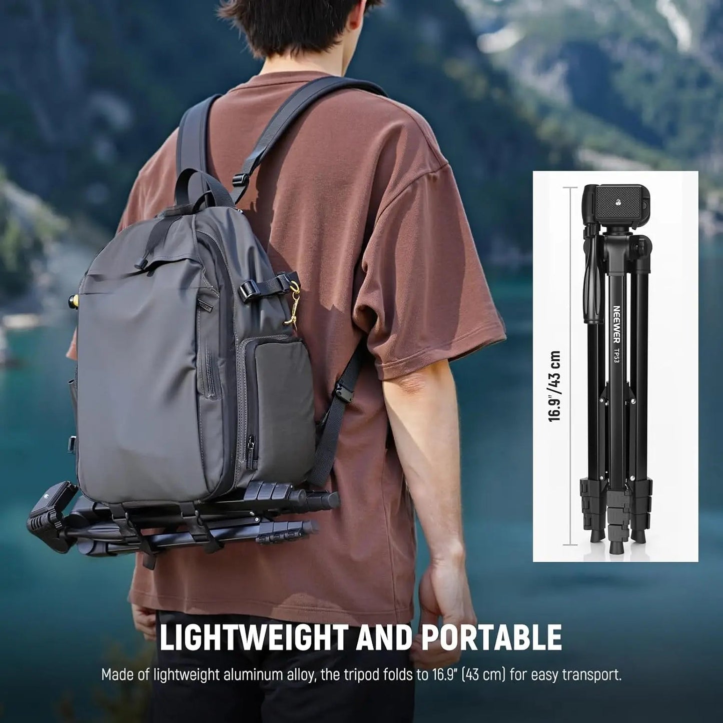Aluminium Travel Tripod TP53 – Lightweight Portable Phone & Camera Stand with 360° Pan Head, Height Adjustable Legs & Phone Mount for Vlogging, Streaming & Photography | VoltNest - VoltNest