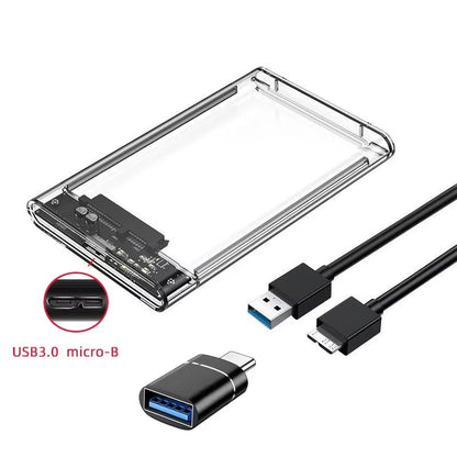 USB 3.0/Type C HDD Enclosure 2.5 Inch SATA SSD External Hard Drive Case with 5Gbps Transfer Speed Clear Harddisk Boxs Tool-Free