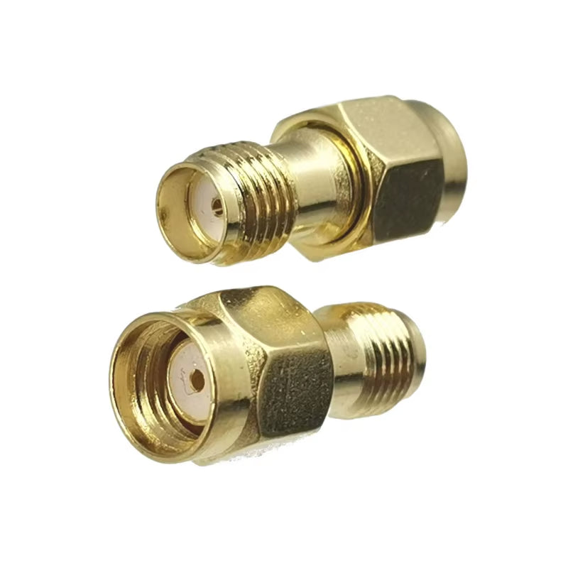 1Pcs Connector Adapter SMA RP-SMA to SMA RPSMA Male Plug & Female Jack Straight RF Coaxial Converter New Brass FJP-820