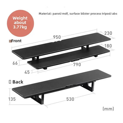 DeskRise Pro | Double-Layer Wooden Monitor Stand Riser with Storage Shelf – Computer Desk Organiser for PC, Laptop & Office Accessories VoltNest - VoltNest