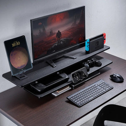 DeskRise Pro | Double-Layer Wooden Monitor Stand Riser with Storage Shelf – Computer Desk Organiser for PC, Laptop & Office Accessories VoltNest - VoltNest